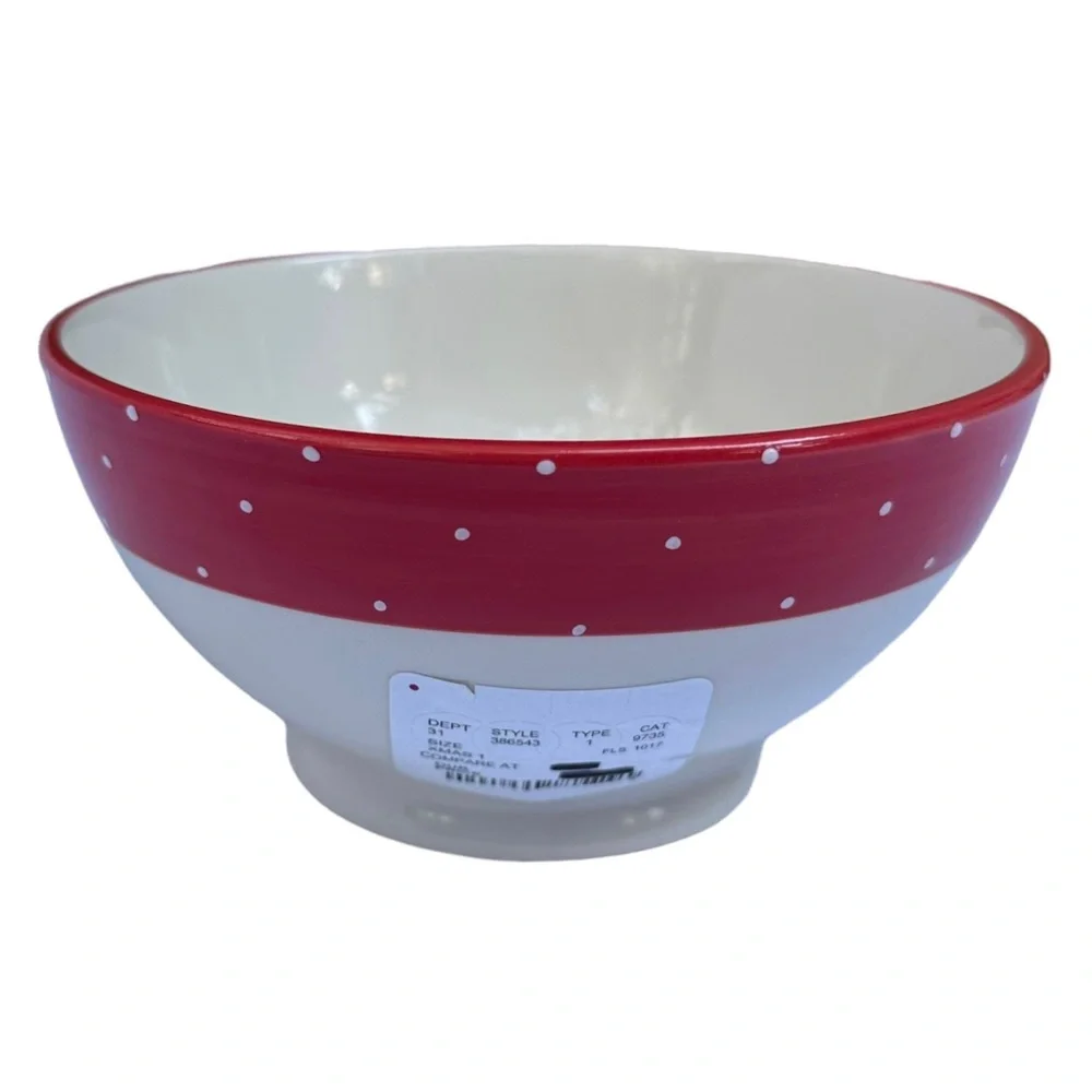 Rae Dunn SNACK Bowl Red White Polka Dot Christmas Valentine’s Day NWT 2017 OG